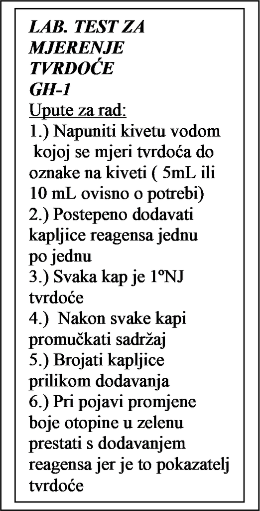 Upute za test kit za mjerenje tvrdoće vode