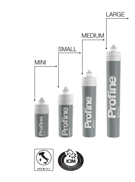 PROFINE filter SILVER M SET, za pročišćavanje kućne pitke vode, uklanja neugodne mirise i okuse aktivnim ugljenom, obogaćen ionima srebra za bakteriostatsko djelovanje, smanjuje klor/željezo/aluminij/sulfate, MIKROfilter od 0,5 μm mikrona, smanjuje prisutnost organskih makromolekula, spoj na postojeću pipu, uključen spojni set i cijevi