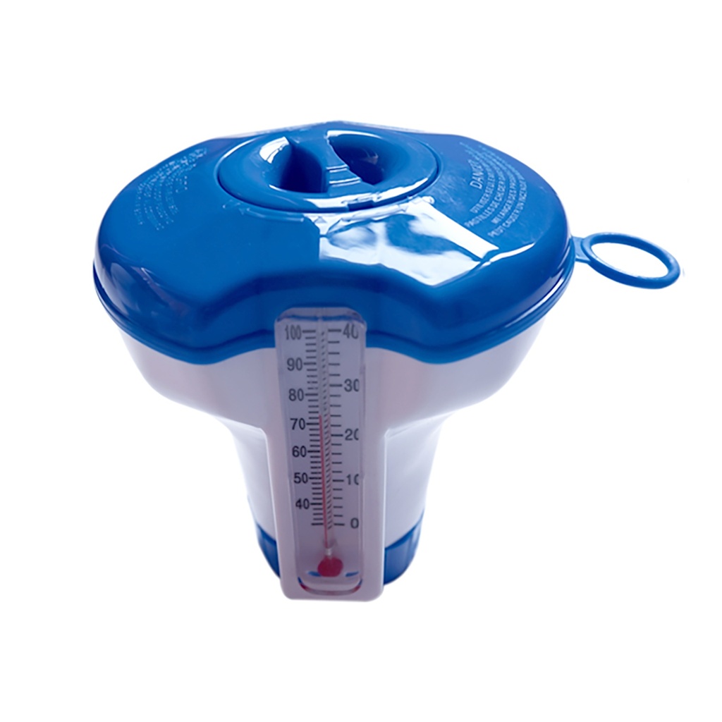 Smart MINI dozator klora s termometrom, promjer 11 cm visina 12cm, plavi, za tablete klora od 20 g, za bazene i masažne kade s brzim punjenjem
